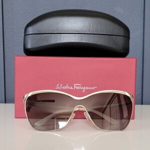 Salvatore Ferragamo Women's White And Gold Colored Frame Sunglasses